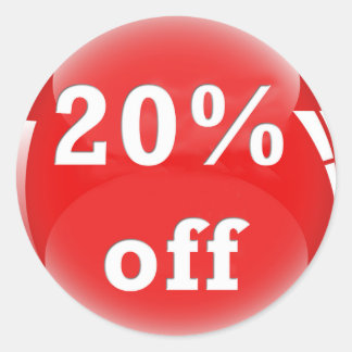 20% uit (Percentage) Ronde glanzende Sticker