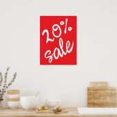 20% Verkoopteken, 18x24 Rode Verkoop Poster (Keuken)