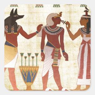 20 vierkante stickers oude egyptische schilderijen
