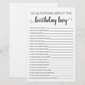 20 Vragen over de Birthday Boy Birthday game (Voorkant / Achterkant)