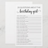 20 Vragen over de Birthday Girl Birthday game (Voorkant / Achterkant)