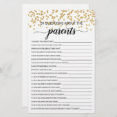 20 Vragen over de wedstrijd Parents Baby shower (Voorkant / Achterkant)