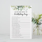 20 Vragen over het 'Birthday Boy Editable Game' (Staand voorkant)