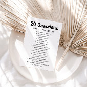 20 Vragen over het spel Bride Vrijgezellenfeest Kaart