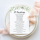 20 Vragen over het spel Bride Vrijgezellenfeest Kaart