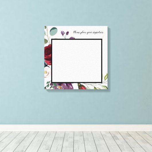 20 "x20" Signature Canvas White Roses Gold Geometr (Insitu (Houten vloer))