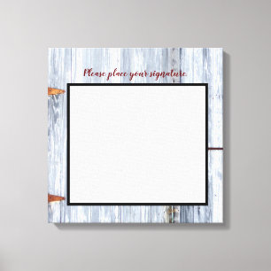 20 "x20" Signature Canvas Wit Wash Wood Schuur Deu Afdruk