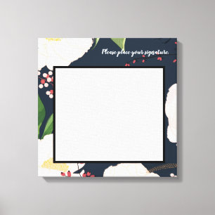 20 "x20" Signature Canvas Witte Bloemen op D Afdruk