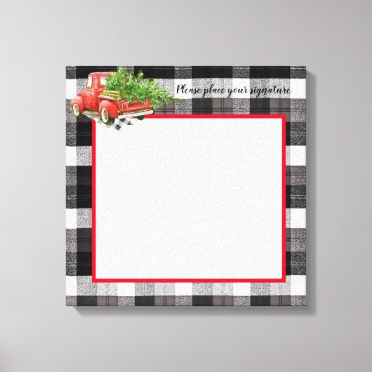 20 "x20" Signature Canvas XMAS Truck Baffalo Plaid (Voorkant)