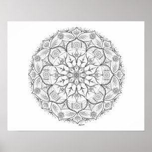 20" x 16", affiche de travail de point de mandala