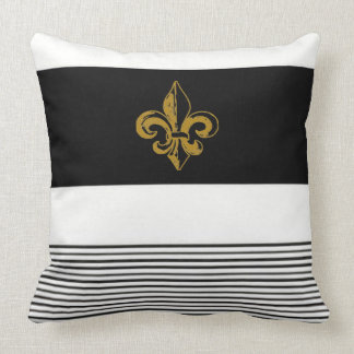 20 X 20 BLACK & WHITE FLEUR DE LIS COUSSIN