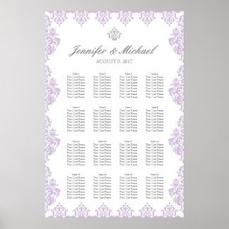 20 x 30-inch Damask Wedding Seating Chart (16 tafe Poster