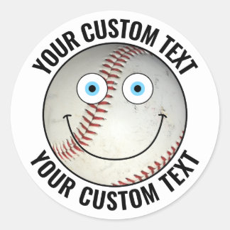 20 x Baseball Gepersonaliseerde Tekst Custom Happy Ronde Sticker