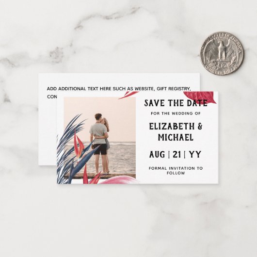 20 x BUDGET Foto Opslaan Datum Pampas Gras Tropisc Notitiekaartje (Voorkant / Achterkant in situ)