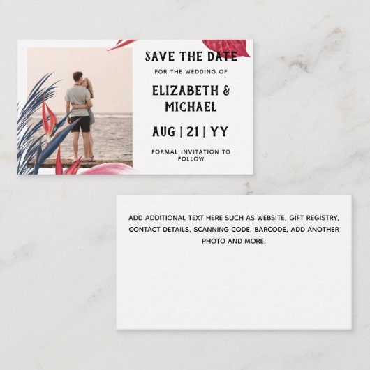 20 x BUDGET Foto Opslaan Datum Pampas Gras Tropisc Notitiekaartje (Voorkant / Achterkant)