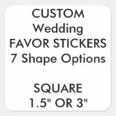 20 x Stickers Faveur Mariage Personnalisé - CARRÉ (Devant)