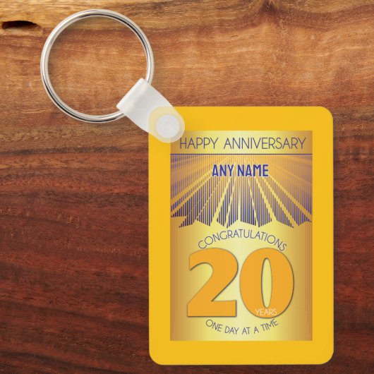 20 Year Sober Anniversary | Golden Ray 12 Step Sleutelhanger (Voorkant)