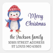 20 Zalig Kerst Pinguïn Retouradres Sticker (Voorkant)