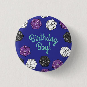 20-zijdig Dice DND Games Verjaardagsfeest Ronde Button 3,2 Cm