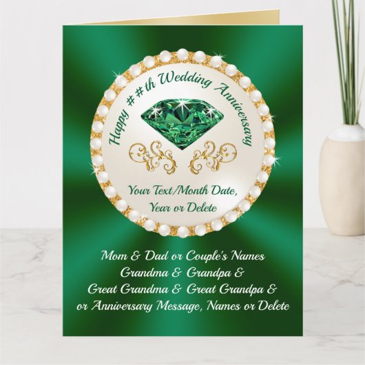 20e 35e, Emerald Wedding Jubileum-kaarten Kaart (Voorkant)