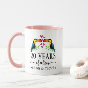 20e Anniversaire Couple Oiseau Matching Mug