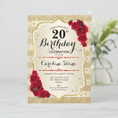 20e anniversaire - Gold Stripes Invitation Rose (Debout devant)
