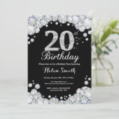 20e anniversaire Invitation Chalkboard Silver Diam (Debout devant)