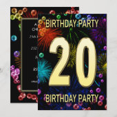 20e anniversaire Invitation fête feux d'artifice (Devant / Derrière)
