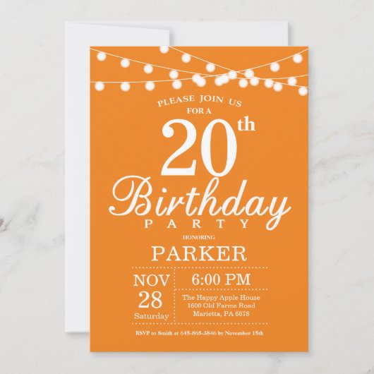 20e anniversaire Invitation Orange (Devant)