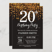 20e anniversaire Invitation Parties scintillant d' (Devant / Derrière)