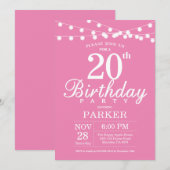 20e anniversaire Invitation rose (Devant / Derrière)