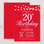 20e anniversaire Invitation rouge (Devant / Derrière)