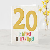 20e anniversaire Joyeux design de carte d'annivers (Fleur jaune)