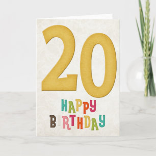 20e anniversaire Joyeux design de carte d'annivers