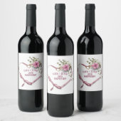 20e Anniversaire Pink Heart Ribbon Wine Étiquette (Bouteilles)