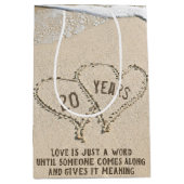 20e Anniversaire Plage Coeurs Moyen Cadeau Sac (Devant)