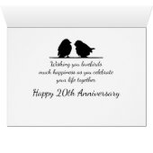 20e Anniversaire Romantique mignon oiseaux couple (Intérieur Horizontal (Bas))