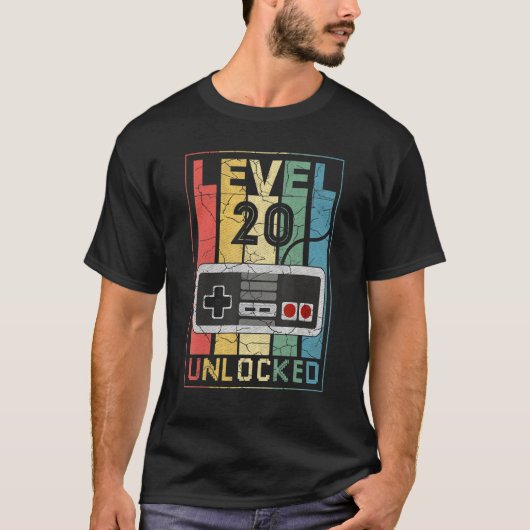 20e Birthday Level 20 Unlocked videogamer T-shirt (Voorkant)