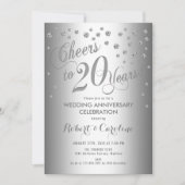 20e bruiloft Jubileum - Elegant Silver White Kaart (Voorkant)