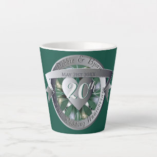 20e bruiloft Jubileum Emerald Heart Medallion Latte Mok