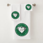 20e bruiloft Jubileum Heart Emblem Emerald Bad Handdoek (Insitu)