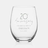 20e bruiloft Jubileum Keepsake Wijnglas Zonder Voet (Voorkant)