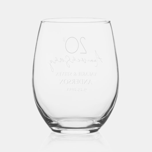 20e bruiloft Jubileum Keepsake Wijnglas Zonder Voet (Achterkant)