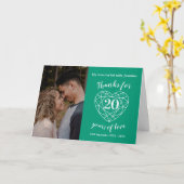 20e bruiloft Jubileum smaragdgroene hart Kaart (Gele Bloem)