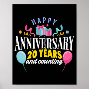 20e bruiloft Jubileum T-shirt voor koppels 20 Ye Poster