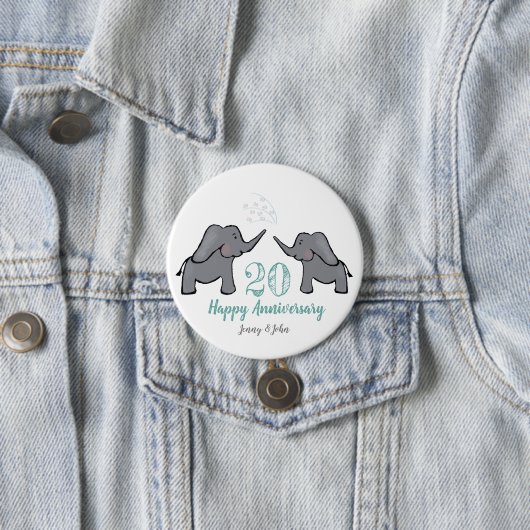 20e china trouwdag olifant ronde button 7,6 cm (In situ)