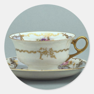 20e-eeuwse theebeker en saucer, Beieren, Duitsland Ronde Sticker