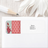 20e-eeuwse vrouw met rode roos etiket (Insitu)