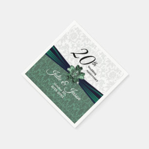 20e Emerald Damask Wedding Jubileum Servet