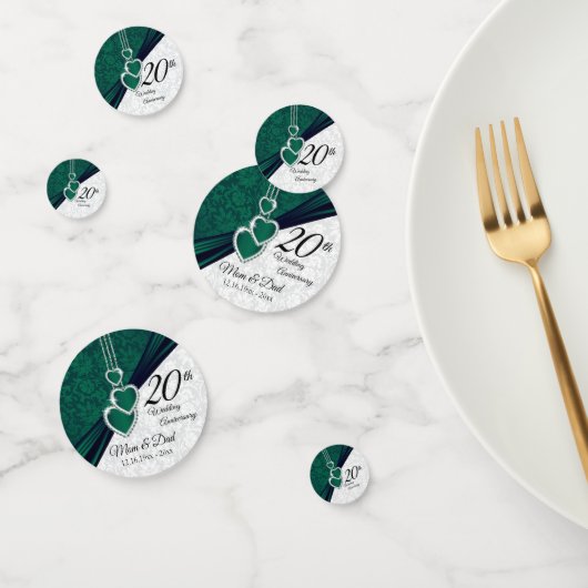 20e Emerald Green Jubileum Design Confetti (Groep)